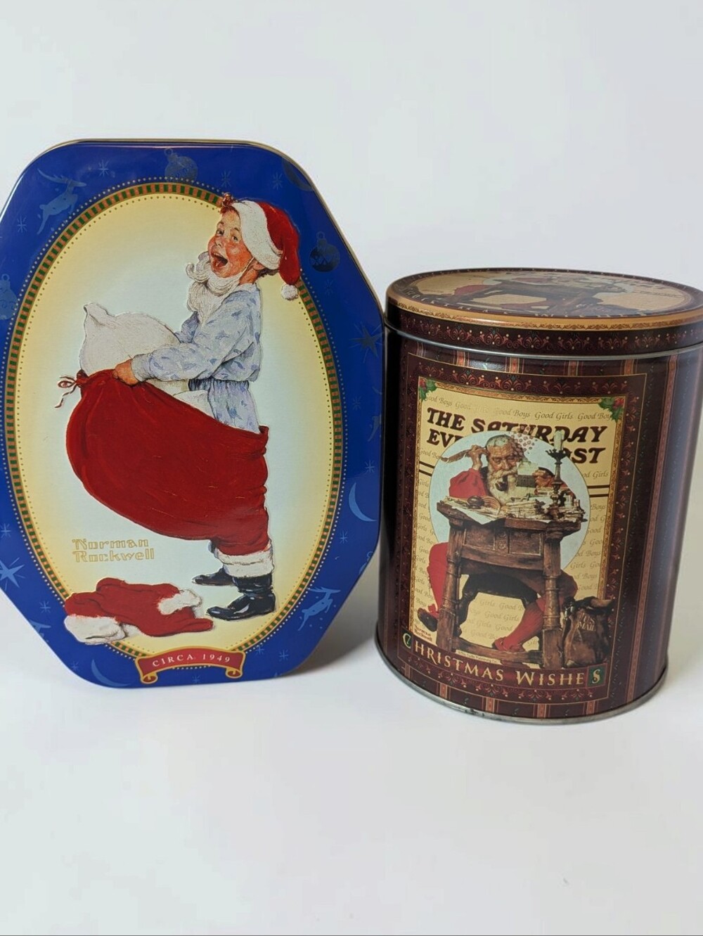 Norman Rockwell Snickers Saturday Evening Post Holiday Tin Set Vintage - Picture 2 of 6